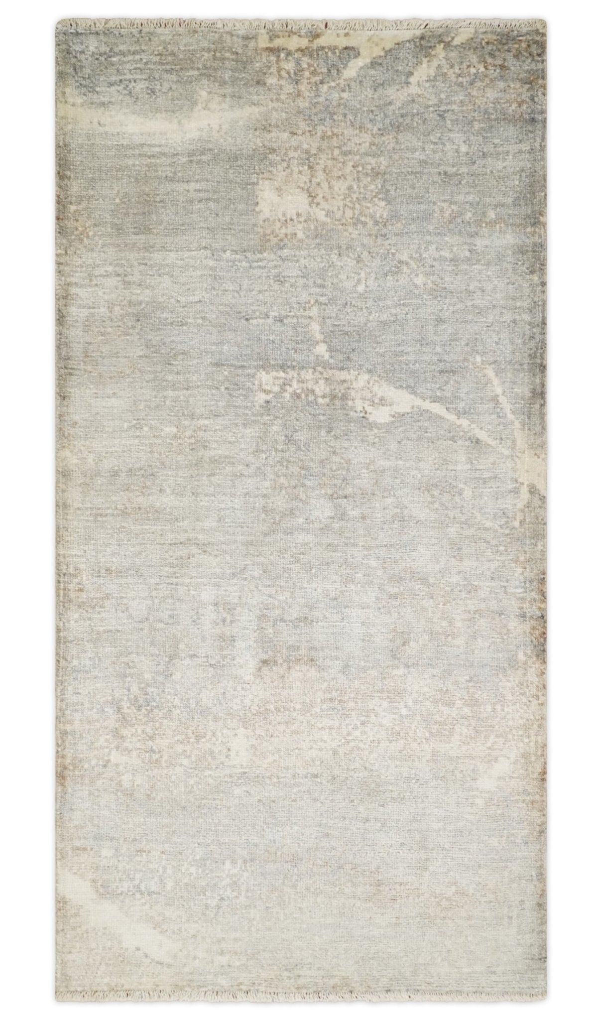 2x4 Hand Knotted Ivory and Beige Modern rug made with Art Silk| N8624 - The Rug Decor