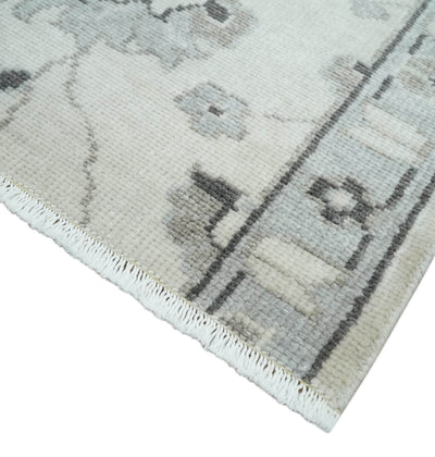 2x4 Hand Knotted Ivory and Silver Traditional Persian Oushak Wool Rug | N5224 - The Rug Decor