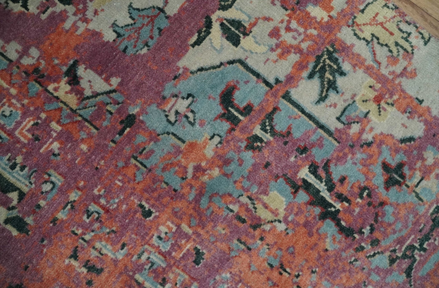 2x4 Hand Knotted Modern Abstract Peach and Ivory Wool Rug| N8424 - The Rug Decor