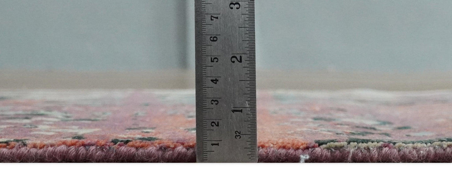 2x4 Hand Knotted Modern Abstract Peach and Ivory Wool Rug| N8424 - The Rug Decor