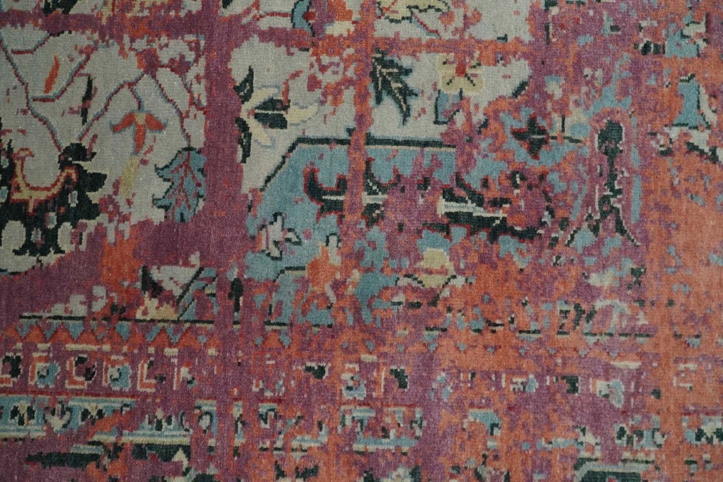 2x4 Hand Knotted Modern Abstract Peach and Ivory Wool Rug| N8424 - The Rug Decor