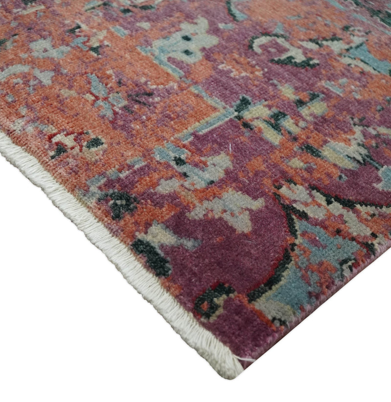 2x4 Hand Knotted Modern Abstract Peach and Ivory Wool Rug| N8424 - The Rug Decor