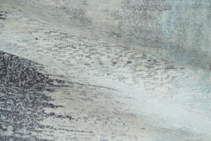 2x4 Modern Abstract Beige, Blue and Charcoal Bamboo Silk Rug| N6724 - The Rug Decor