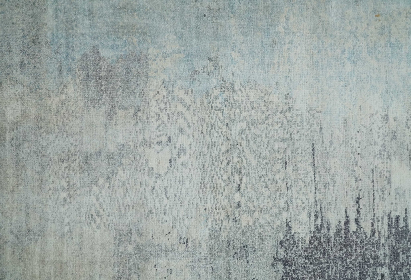 2x4 Modern Abstract Beige, Blue and Charcoal Bamboo Silk Rug| N6724 - The Rug Decor