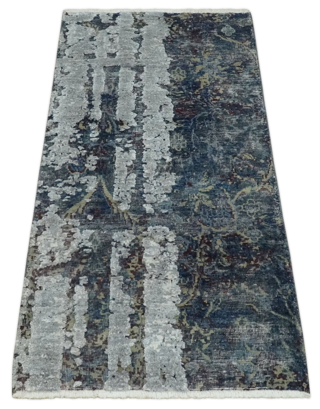 2x4 Modern Abstract Gray, Beige and Silver Wool Rug| N7724 - The Rug Decor