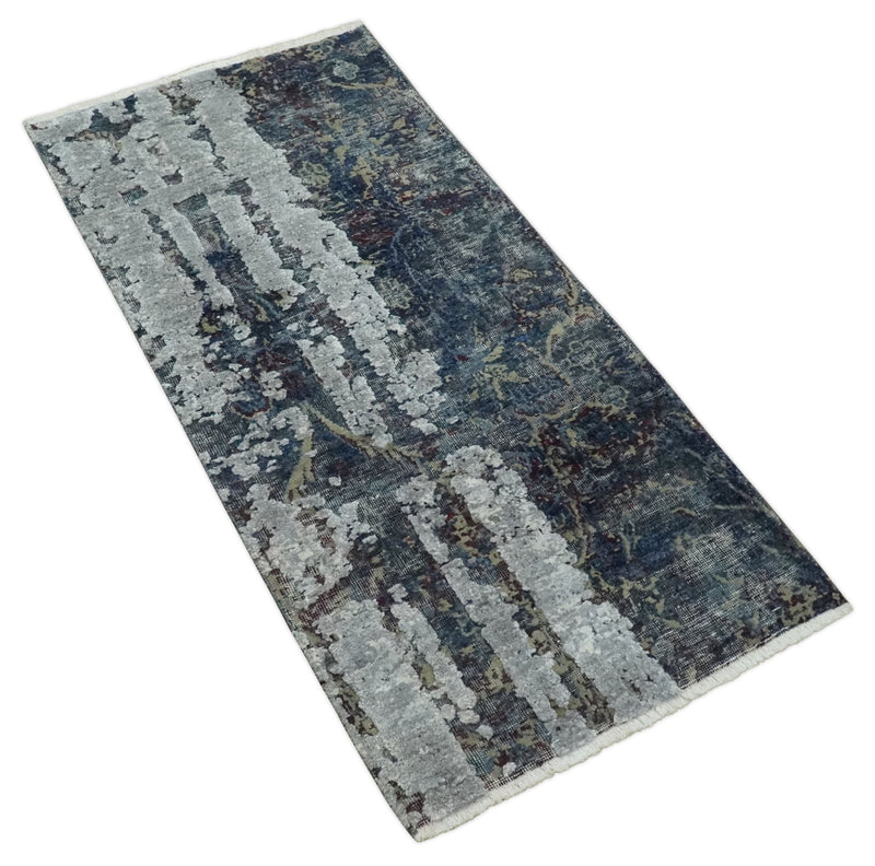 2x4 Modern Abstract Gray, Beige and Silver Wool Rug| N7724 - The Rug Decor