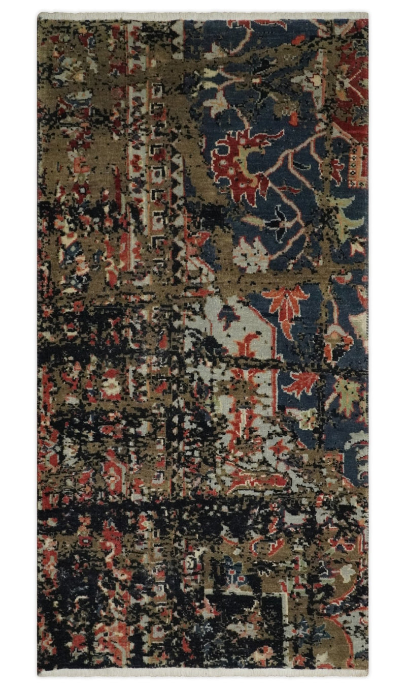 2x4 Modern Abstract Olive, Charcoal and Gray Wool Rug| N7524 - The Rug Decor