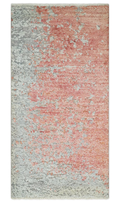 2x4 Modern Abstract Peach and Gray Rug made with Art Silk| N4024 - The Rug Decor