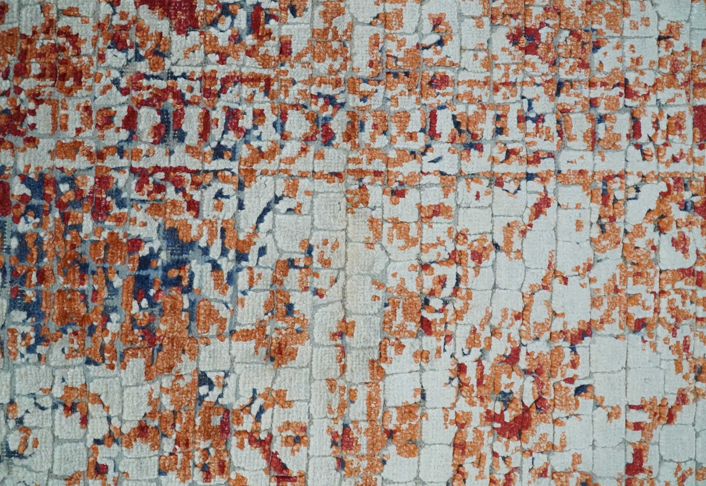 2x4 Modern Abstract Peach and Ivory Art Silk Rug| N8224 - The Rug Decor