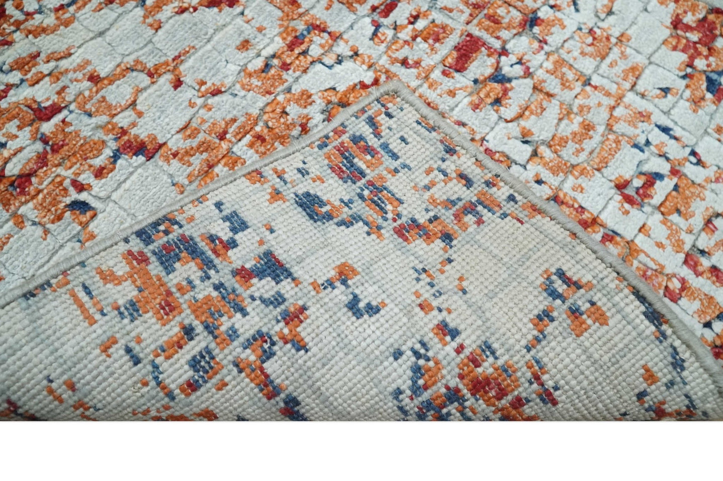 2x4 Modern Abstract Peach and Ivory Art Silk Rug| N8224 - The Rug Decor