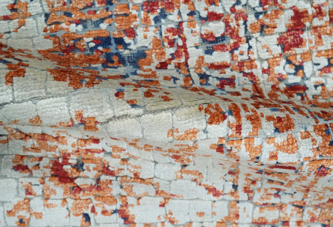 Rust And Ivory Check Rug 2x4 Modern Abstract Rust and Ivory Hand Loom Art Silk Rug – The Rug Decor