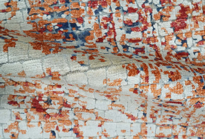 2x4 Modern Abstract Peach and Ivory Art Silk Rug| N8224 - The Rug Decor