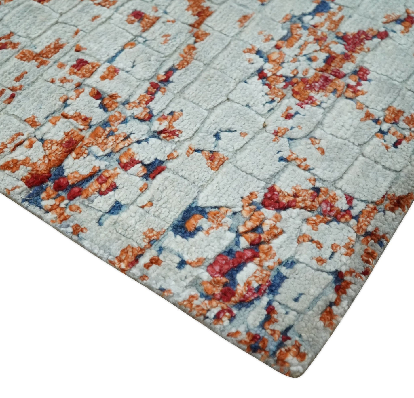 2x4 Modern Abstract Peach and Ivory Art Silk Rug| N8224 - The Rug Decor