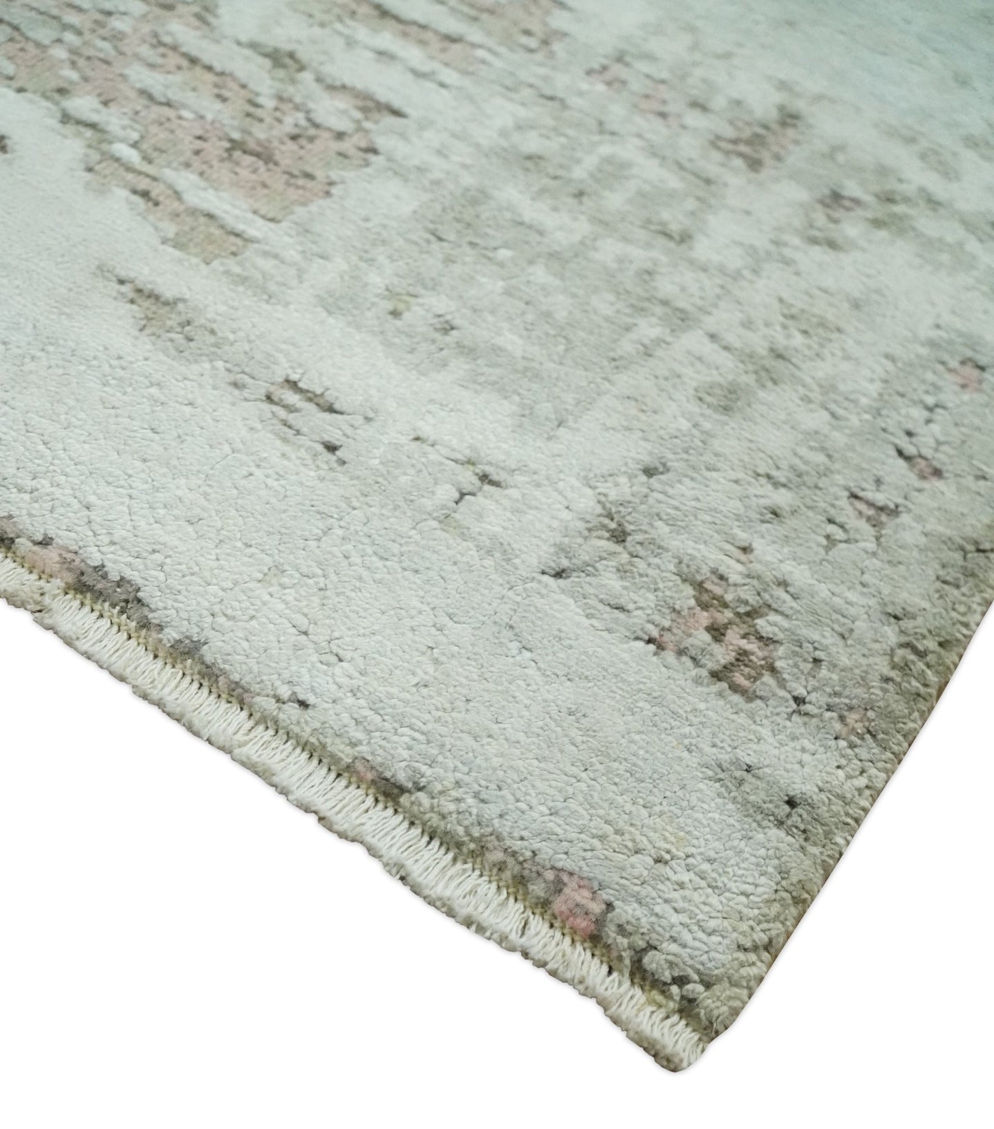2x4 Modern Abstract Silver, Beige and Peach Rug made with Art Silk| N2124 - The Rug Decor