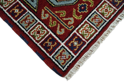 2x6 Runner Hand Knotted traditional Kazak Rust and Blue Armenian Rug | KZA24 - The Rug Decor
