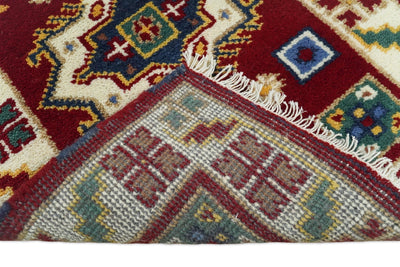 2x7 Hand Knotted Antique Kazak Runner Blue and Rust Traditional Tribal Armenian Rug | KZA1 - The Rug Decor