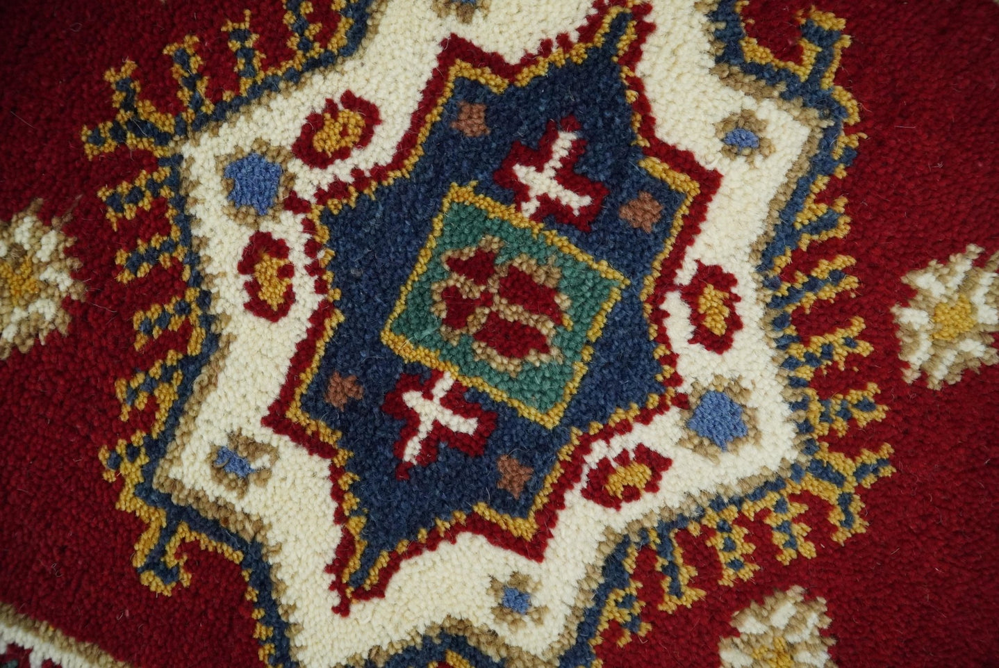 2x7 Hand Knotted Antique Kazak Runner Blue and Rust Traditional Tribal Armenian Rug | KZA1 - The Rug Decor