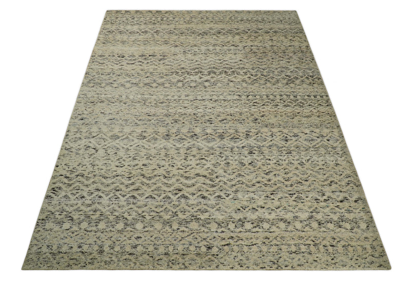 9x12 Hand Knotted Beige and Brown  Modern Contemporary Southwestern Tribal Trellis Recycled Silk Area Rug | OP18
