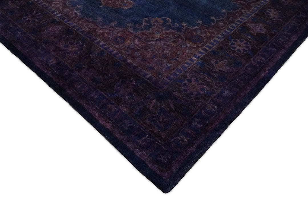 3x5, 4x6, 5x8, 6x9, 8x11 and 9x12 Blue and Purple Plum Handmade Overdyed Premium Wool Area Rug - The Rug Decor