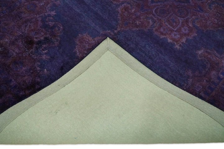 3x5, 4x6, 5x8, 6x9, 8x11 and 9x12 Blue and Purple Plum Handmade Overdyed Premium Wool Area Rug - The Rug Decor