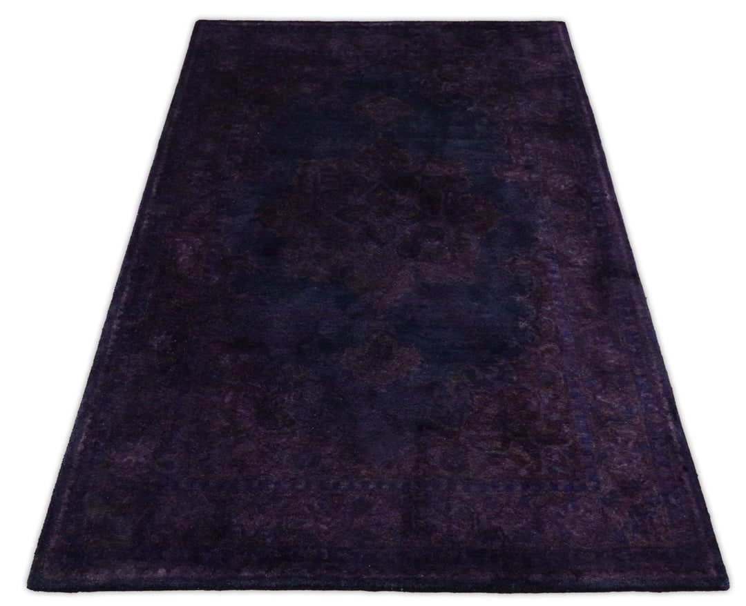 3x5, 4x6, 5x8, 6x9, 8x11 and 9x12 Blue and Purple Plum Handmade Overdyed Premium Wool Area Rug - The Rug Decor