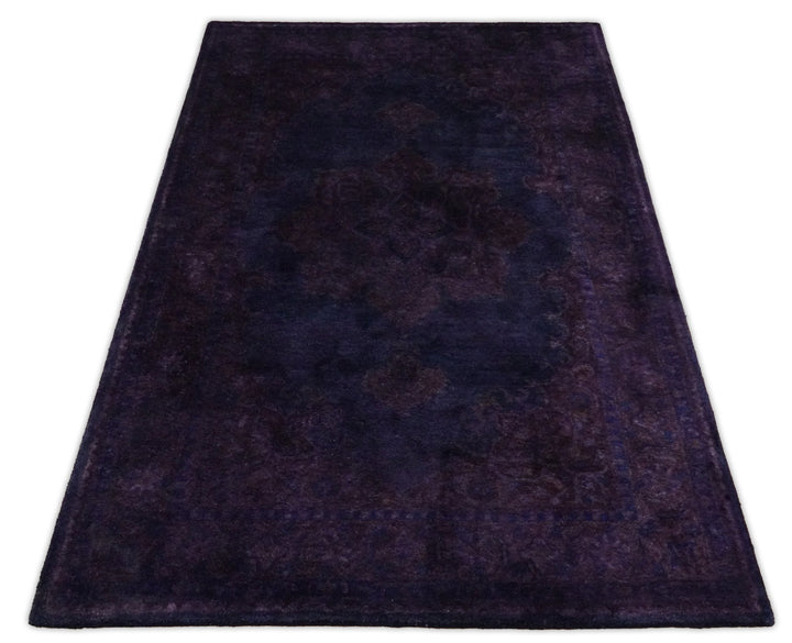 3x5, 4x6, 5x8, 6x9, 8x11 and 9x12 Blue and Purple Plum Handmade Overdyed Premium Wool Area Rug - The Rug Decor