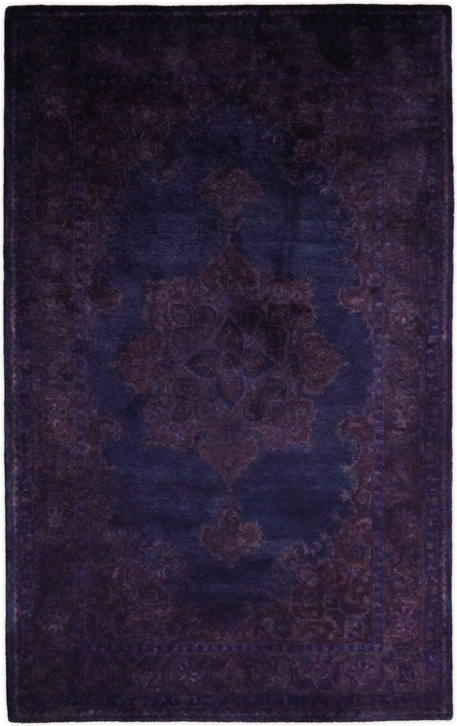 3x5, 4x6, 5x8, 6x9, 8x11 and 9x12 Blue and Purple Plum Handmade Overdyed Premium Wool Area Rug - The Rug Decor