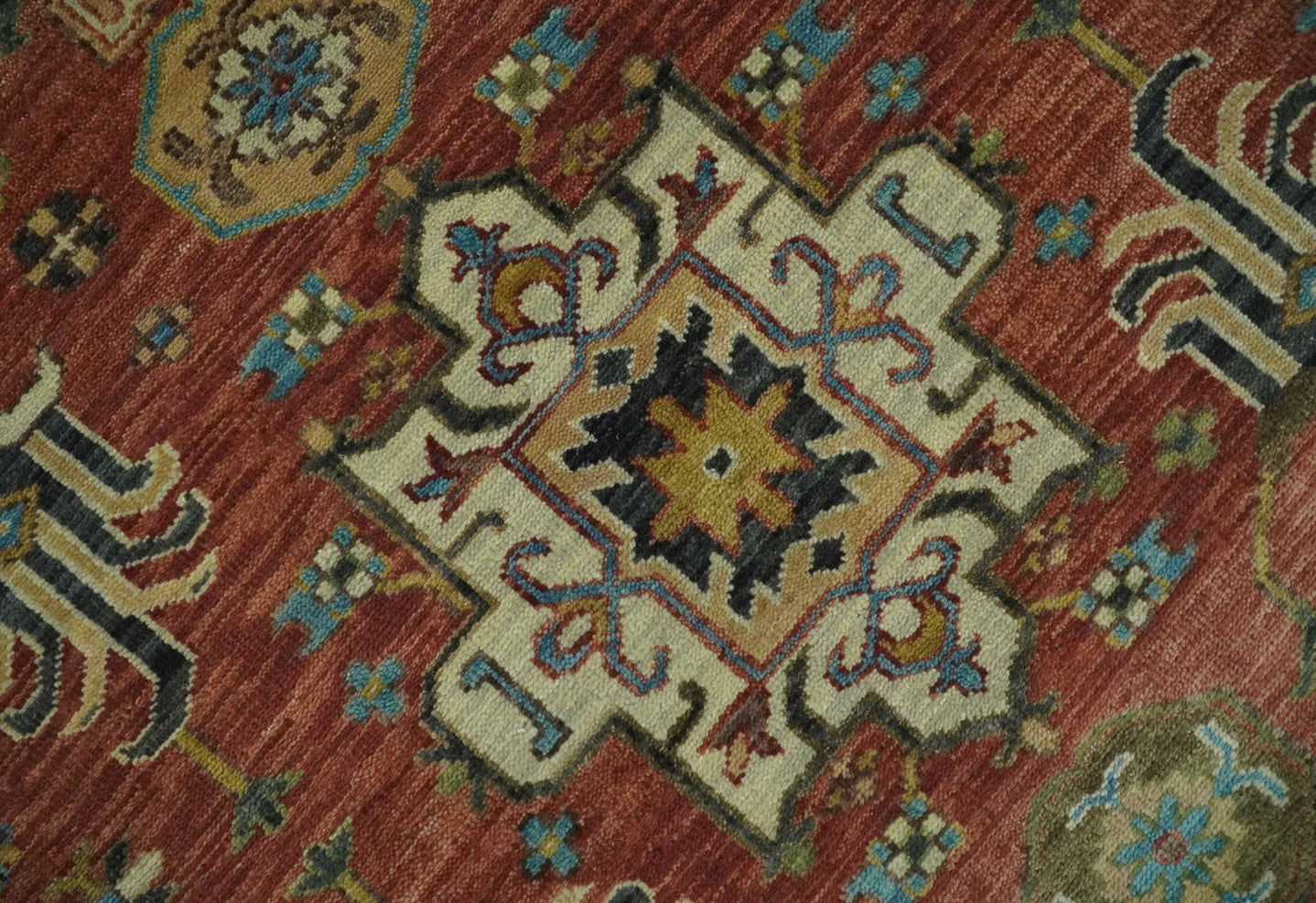 3x5, 4x6 and 10x14 Rust, Charcoal and Beige Hand Knotted Antique Serapi Wool Area Rug - The Rug Decor