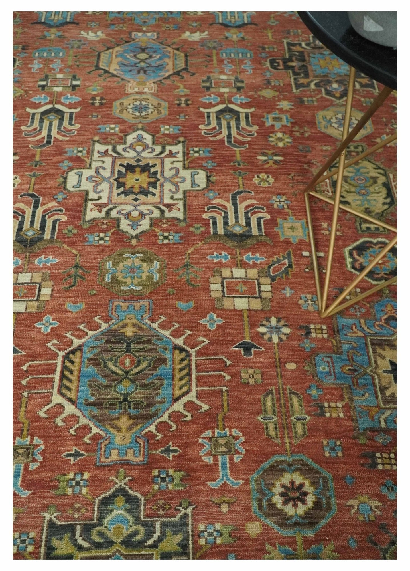 3x5, 4x6 and 10x14 Rust, Charcoal and Beige Hand Knotted Antique Serapi Wool Area Rug - The Rug Decor