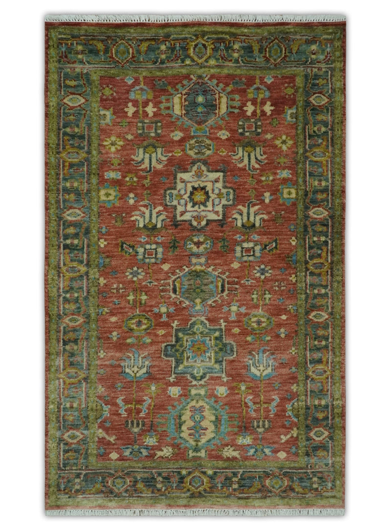 3x5, 4x6 and 10x14 Rust, Charcoal and Beige Hand Knotted Antique Serapi Wool Area Rug - The Rug Decor