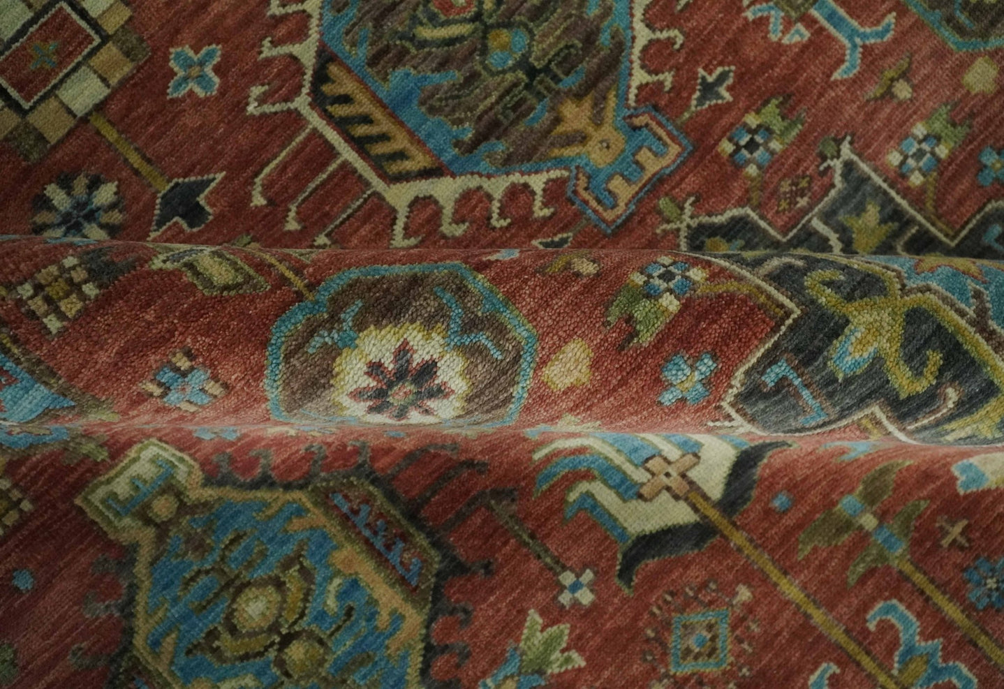 3x5, 4x6 and 10x14 Rust, Charcoal and Beige Hand Knotted Antique Serapi Wool Area Rug - The Rug Decor