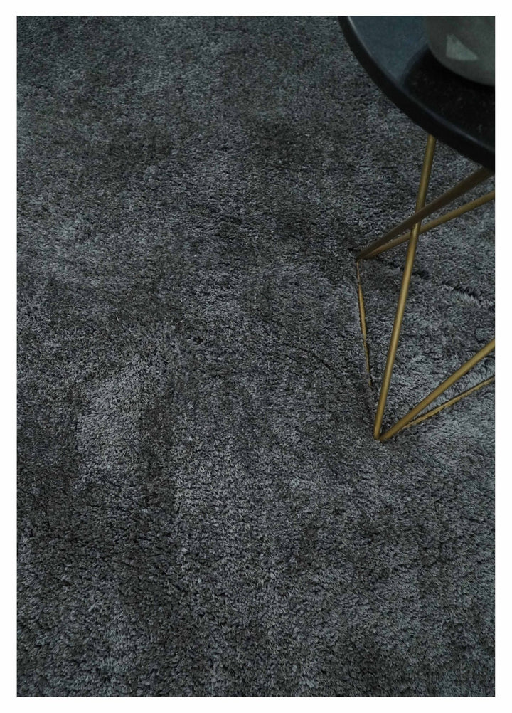 3x5, 4x6 and 5x7 Hand Woven Shag Charcoal Art Silk Soft Viscose Area Rug - The Rug Decor