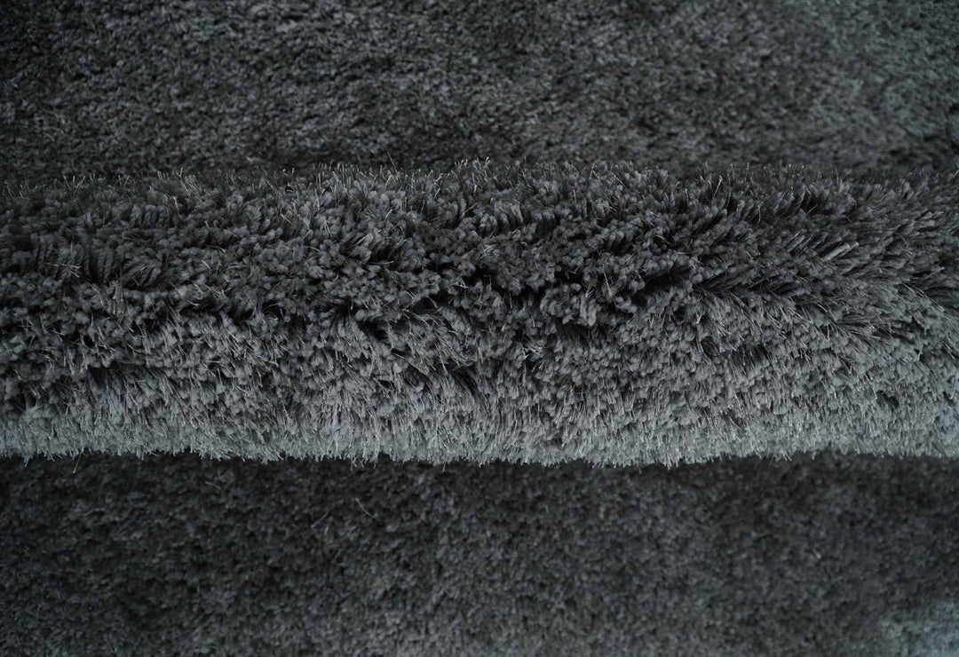 3x5, 4x6 and 5x7 Hand Woven Shag Charcoal Art Silk Soft Viscose Area Rug - The Rug Decor