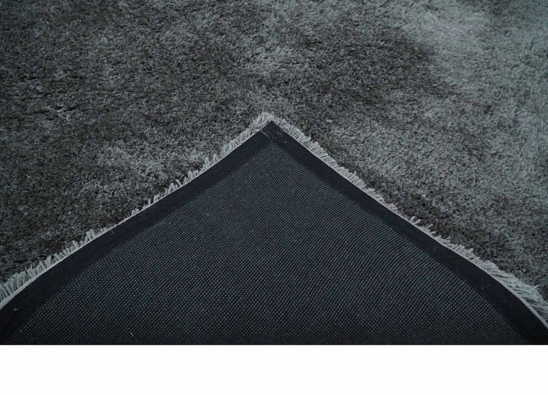 3x5, 4x6 and 5x7 Hand Woven Shag Charcoal Art Silk Soft Viscose Area Rug - The Rug Decor