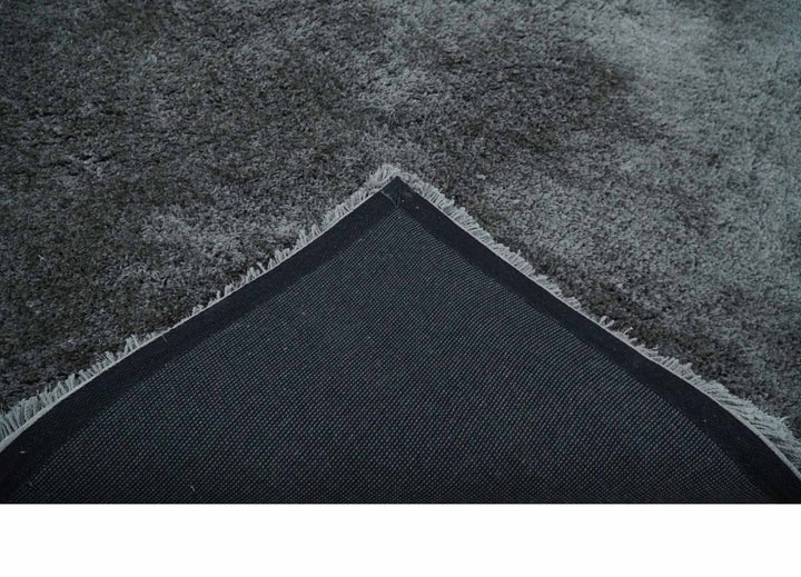 3x5, 4x6 and 5x7 Hand Woven Shag Charcoal Art Silk Soft Viscose Area Rug - The Rug Decor