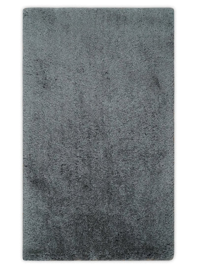 3x5, 4x6 and 5x7 Hand Woven Shag Charcoal Art Silk Soft Viscose Area Rug - The Rug Decor