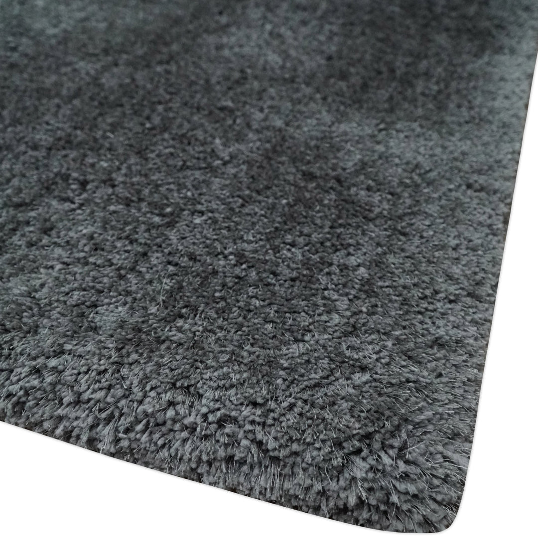 3x5, 4x6 and 5x7 Hand Woven Shag Charcoal Art Silk Soft Viscose Area Rug - The Rug Decor