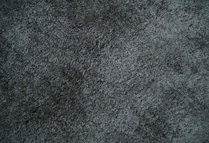 3x5, 4x6 and 5x7 Hand Woven Shag Charcoal Art Silk Soft Viscose Area Rug - The Rug Decor