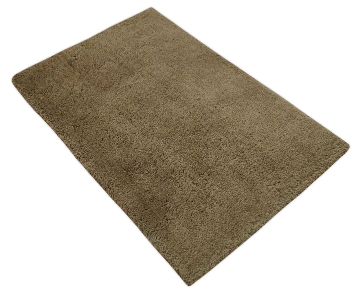 3x5, 4X6 and 5x7 Hand Woven Shag Olive Art Silk Soft Viscose Area Rug - The Rug Decor