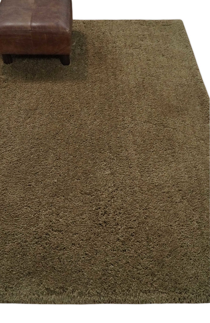 3x5, 4X6 and 5x7 Hand Woven Shag Olive Art Silk Soft Viscose Area Rug - The Rug Decor