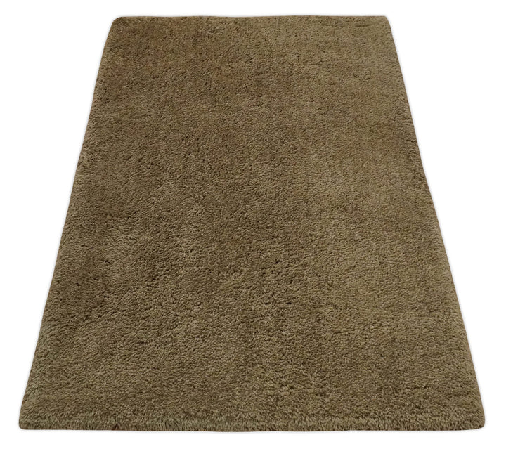 3x5, 4X6 and 5x7 Hand Woven Shag Olive Art Silk Soft Viscose Area Rug - The Rug Decor