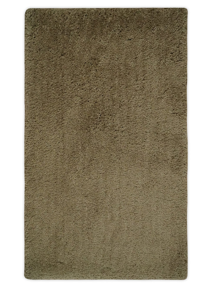 3x5, 4X6 and 5x7 Hand Woven Shag Olive Art Silk Soft Viscose Area Rug - The Rug Decor