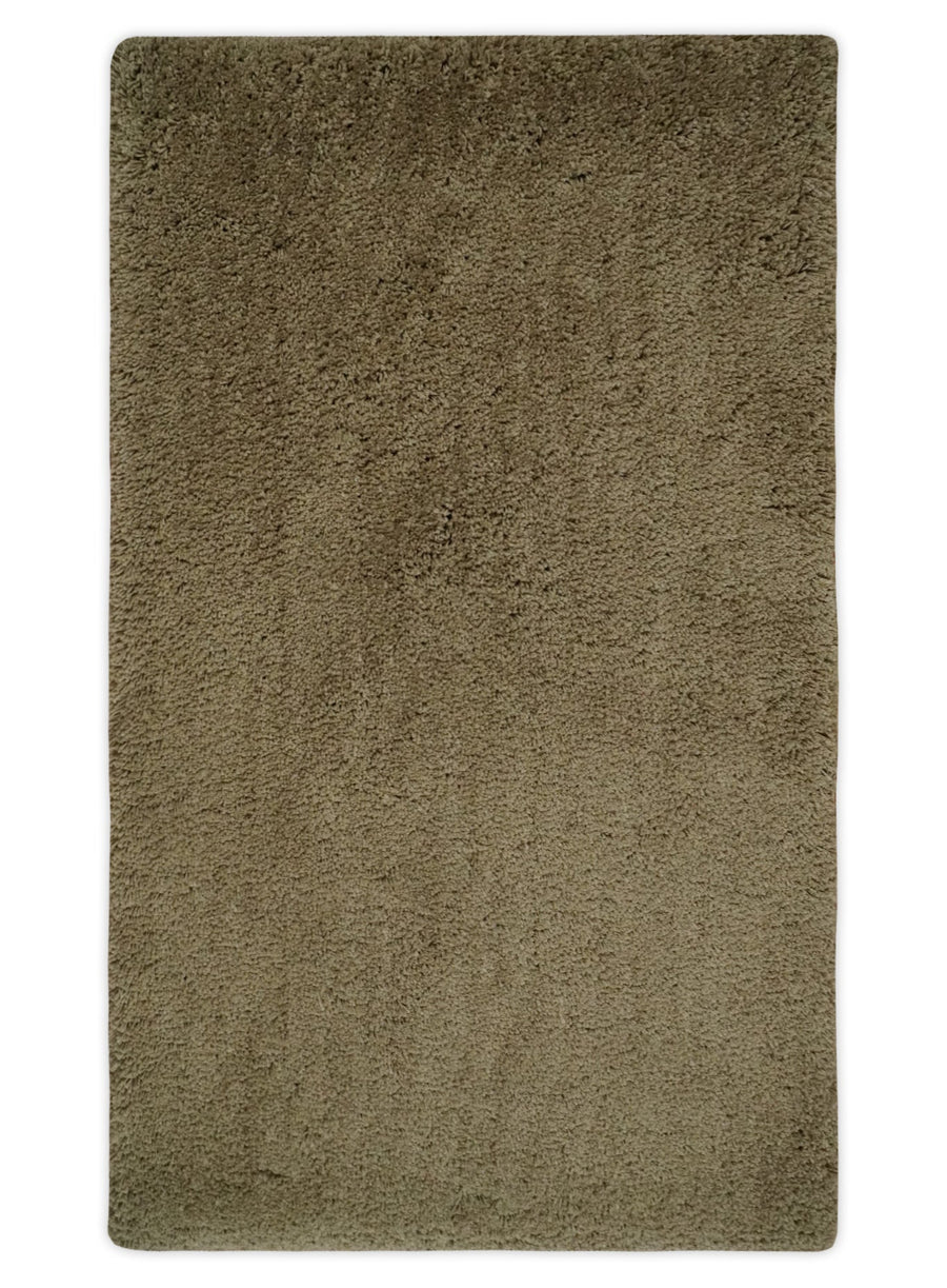 3x5, 4X6 and 5x7 Hand Woven Shag Olive Art Silk Soft Viscose Area Rug - The Rug Decor