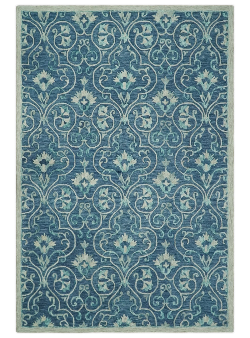 3x5, 5x8, 6x9, 8x10 and 9x12 Hand Tufted Blue and Beige Persian Style Antique Oriental Wool Area Rug | TRDMA14 - The Rug Decor