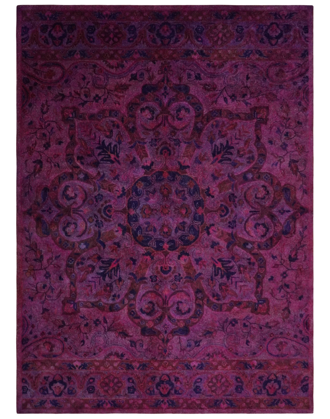 Overdye Rug Pink Overdyed Pink Traditional Floral Design Hand Tufted Wool Area Rug – The ...