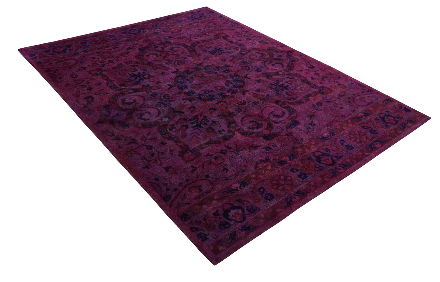 3x5, 5x8, 8x11 Pink Wine and Blue Overdyed Classic Wool Area Rug - The Rug Decor