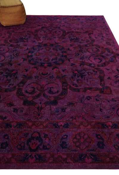 3x5, 5x8, 8x11 Pink Wine and Blue Overdyed Classic Wool Area Rug - The Rug Decor