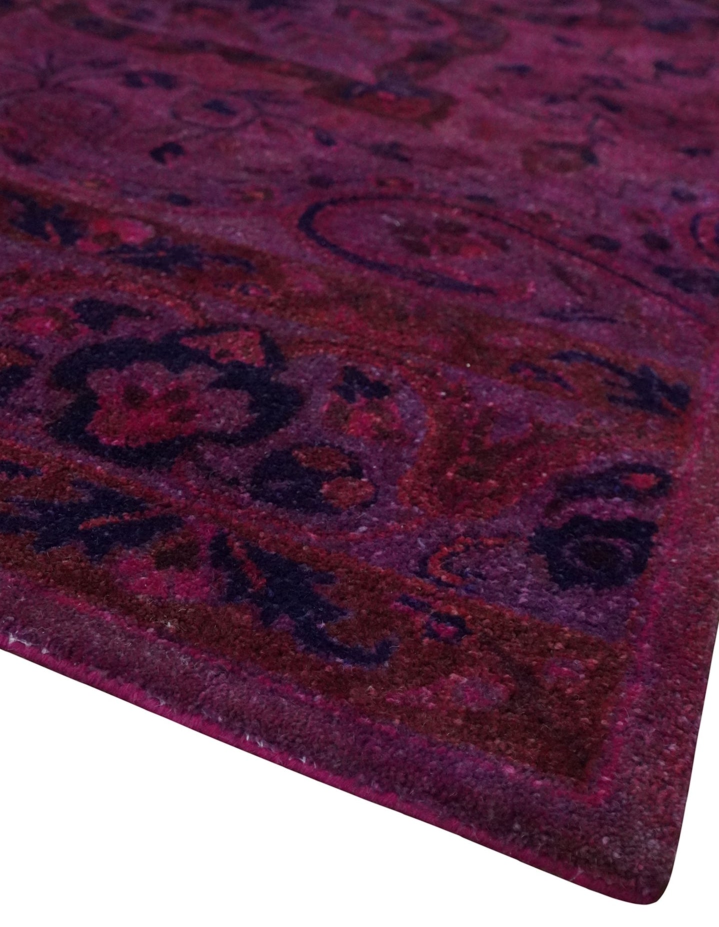 3x5, 5x8, 8x11 Pink Wine and Blue Overdyed Classic Wool Area Rug - The Rug Decor