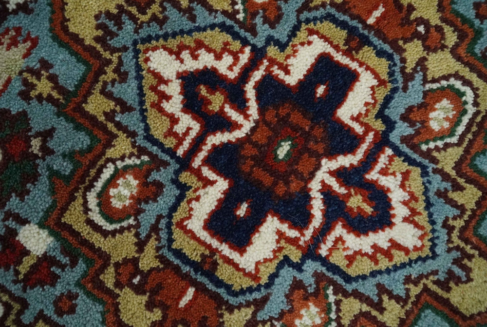 3x5 and 4x6 Mustard, Aqua and Ivory and Brown Traditional Hand knotted wool Area Rug - The Rug Decor