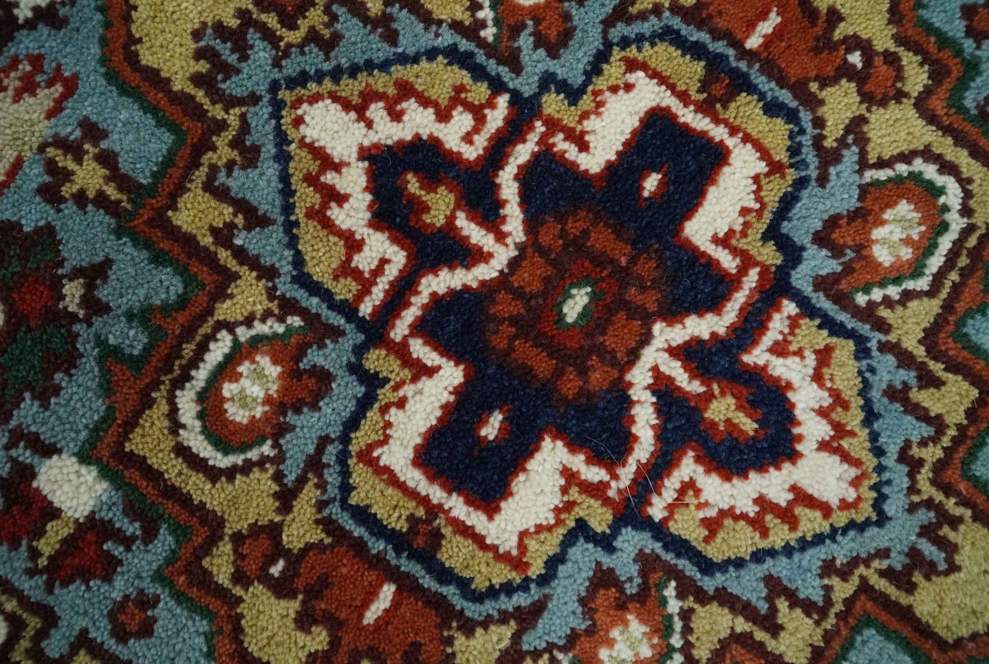 3x5 and 4x6 Mustard, Aqua and Ivory and Brown Traditional Hand knotted wool Area Rug - The Rug Decor